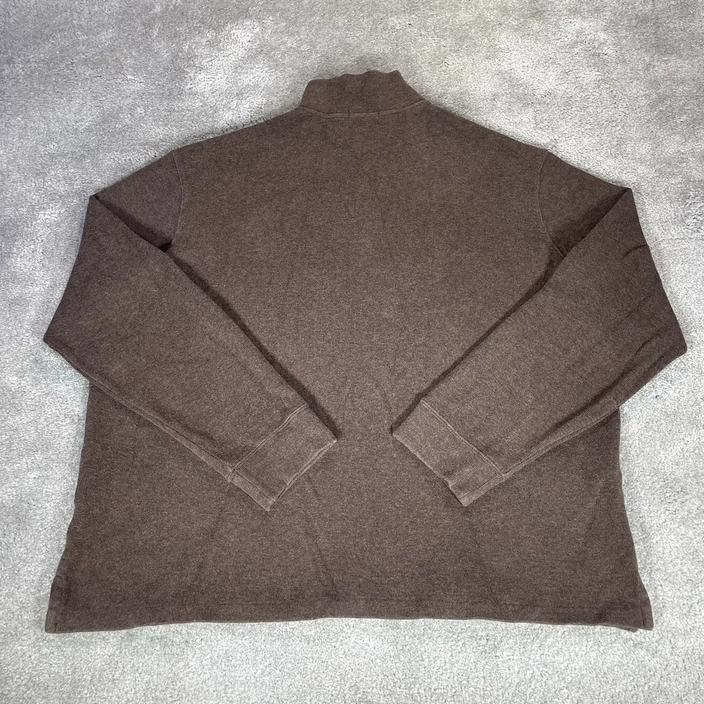 Polo Ralph Lauren 1/4 Zip Sweater Mens 2XL‎ Pullover Brown Knit Cotton Preppy